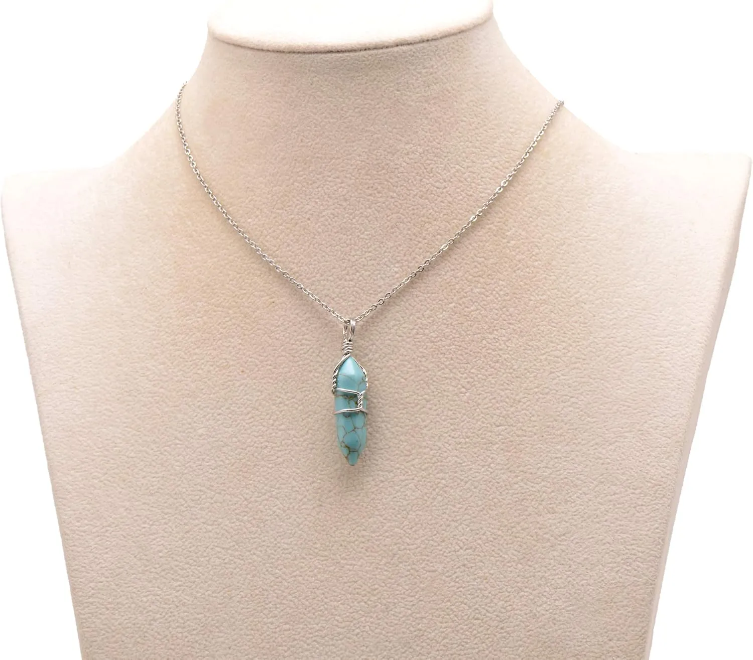 Paialco Hand Wired Natural or Created Crystal Point Healing Chakra Pendant Necklace
