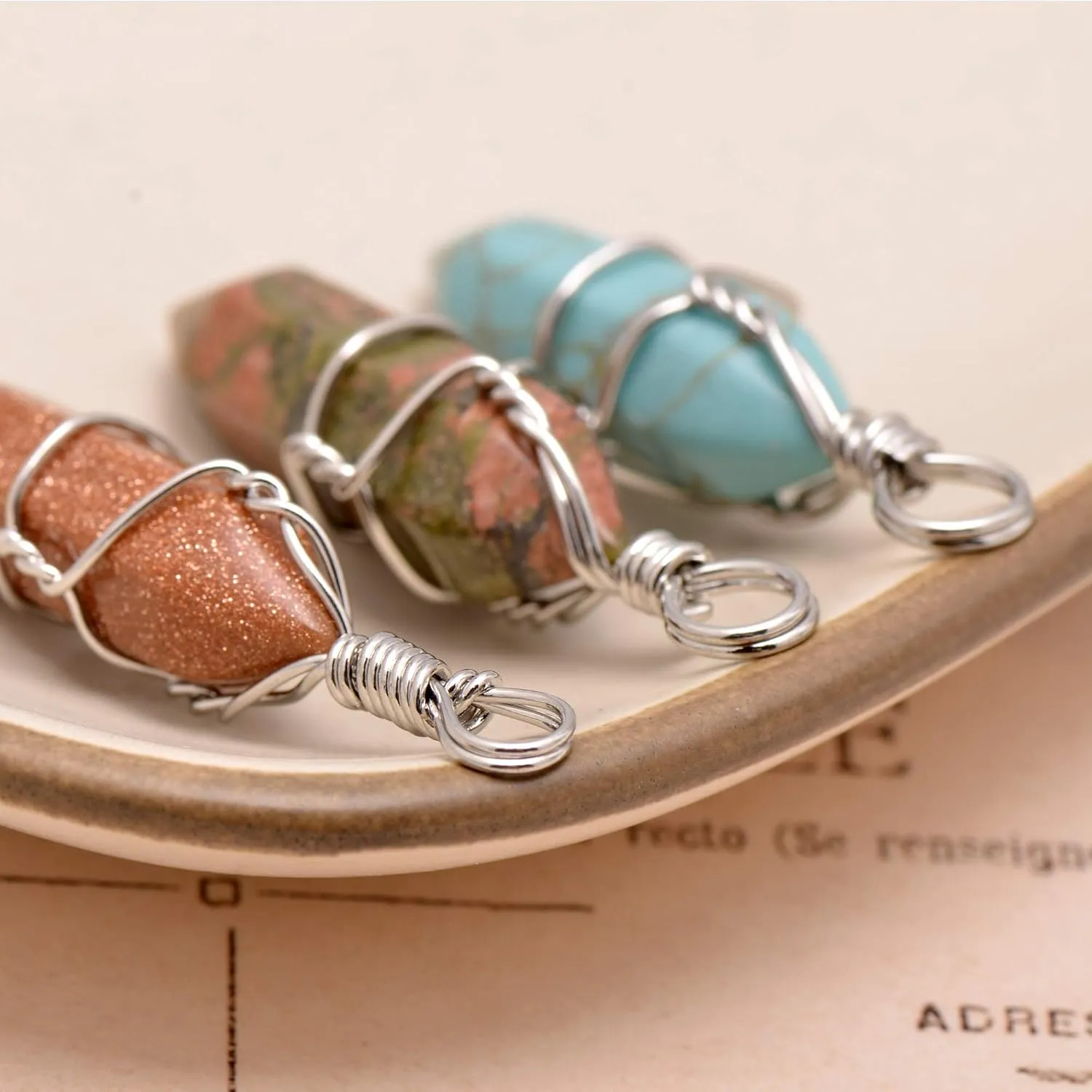 Paialco Hand Wired Natural or Created Crystal Point Healing Chakra Pendant Necklace