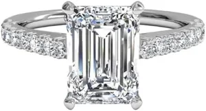 Pankaj-Store 2.20Ct Emerald Cut Lab Created Diamond Solitaire Woman's Engagement Wedding Ring 14K White Gold Finish 925 Sterling Silver Ring
