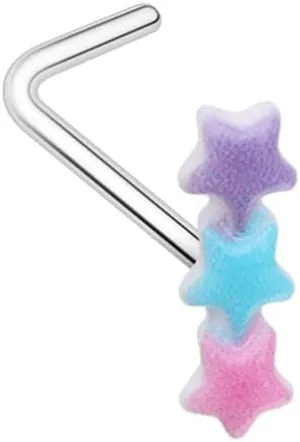 Pastel Kawaii Multi Star L-Shaped Nose Ring