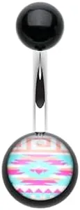 Pastel Navajo Acrylic Logo Belly Button Ring