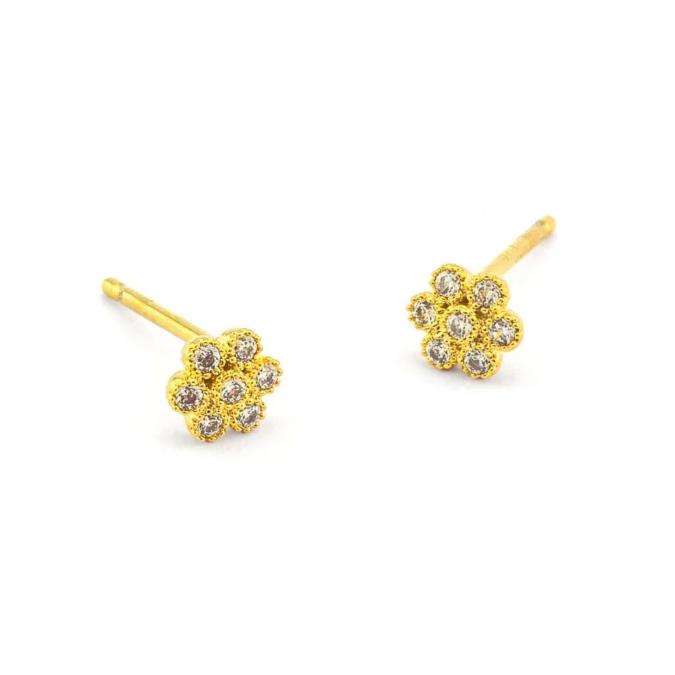 Pave Flower Post Earrings