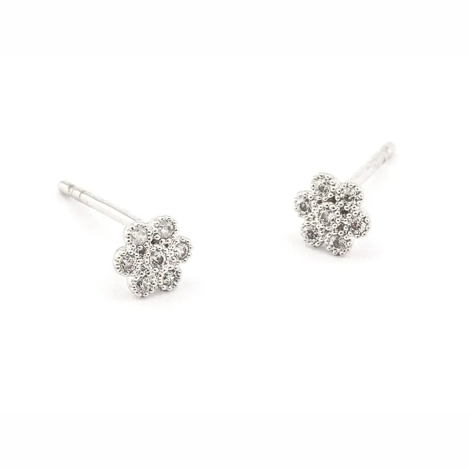 Pave Flower Post Earrings