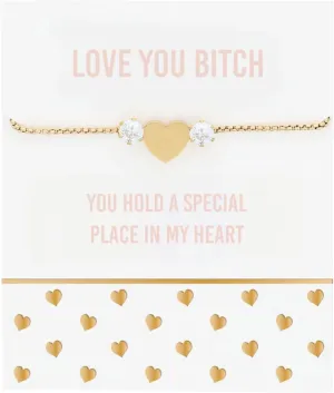Pavilion Gift Company - Love You Bitch - 18K Gold Plated Adjustable Drawstring Bracelet Funny Friend Bestie Best Friend Friendship Love Appreciation Fashion Accessory