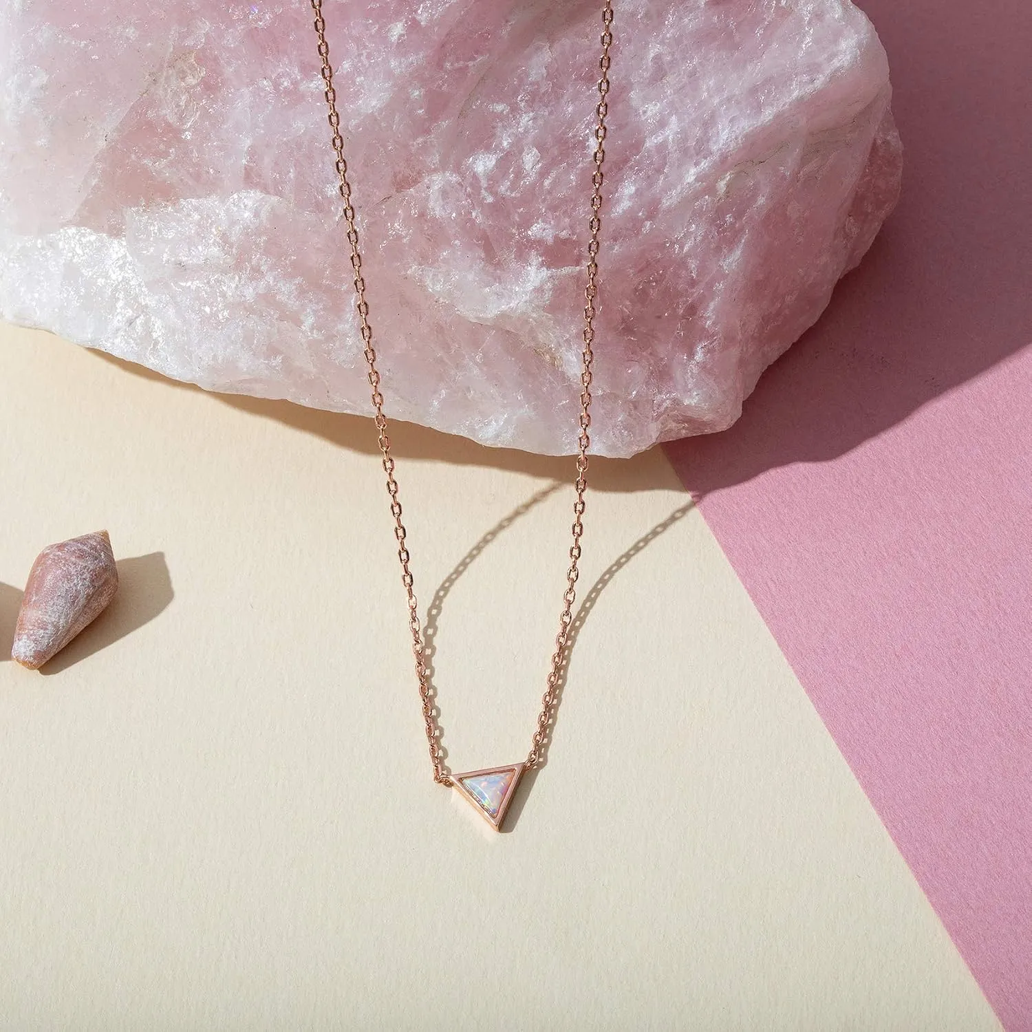 PAVOI 14K Gold Plated Opal Pendant Necklaces for Women | Created Opal Cubic Zirconia Dainty Necklace | Butterfly Round Triangle Antler Bar Pendants