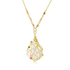 Pearl Necklaces for Women, Dainty Cute Baroque Pearl Necklace for Women and Teen Girls Handmade Pearl Chain Necklace Everyday Jewelry Gift 14K Gold Plated