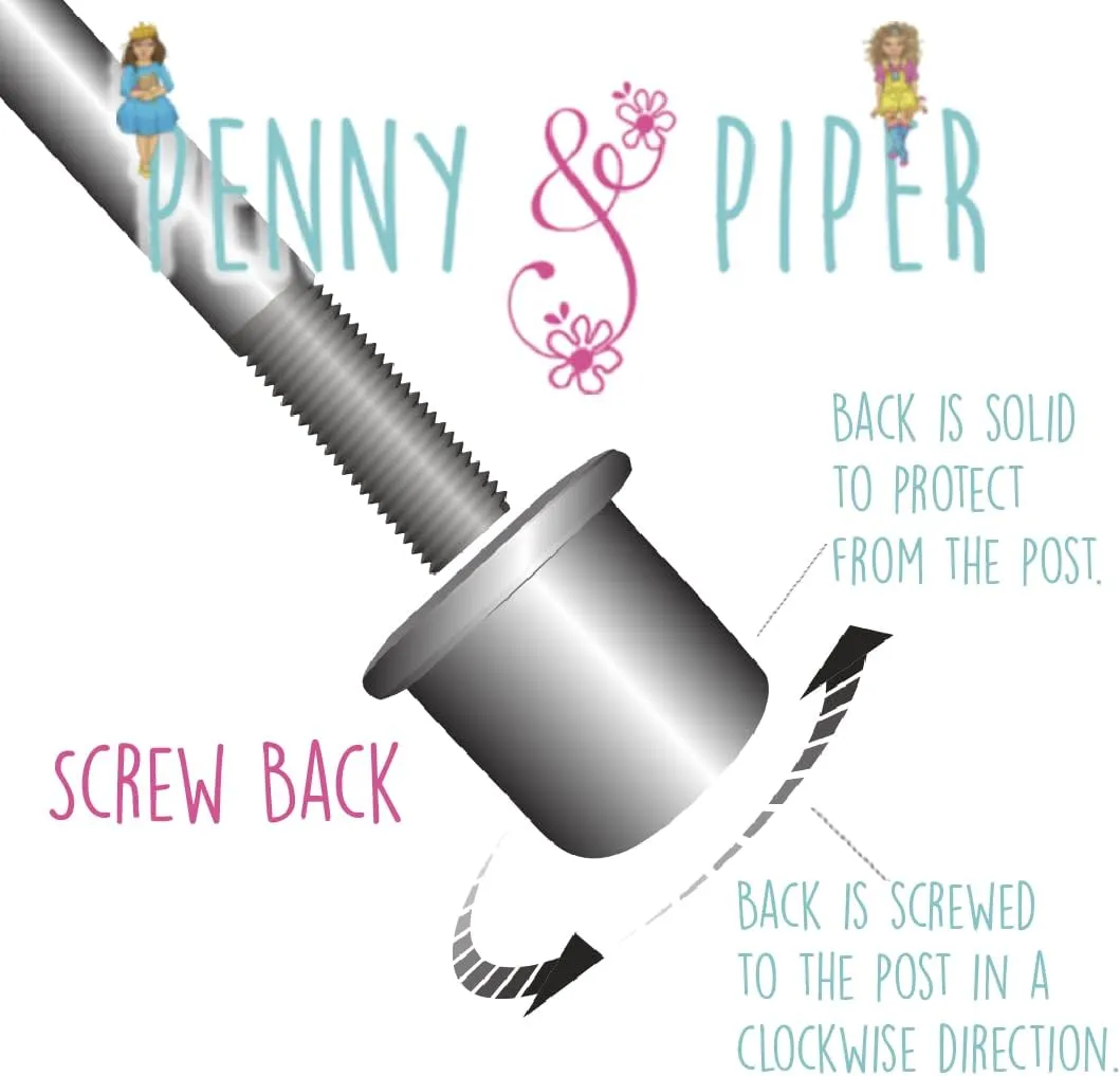 Penny & Piper Toddler Screwback Earrings Hypoallergenic for Ages  3 - Sterling Silver Earrings for Little Girls & Kids Stud Earrings - (Unicorn Glitter with Gem, 1 Pair)