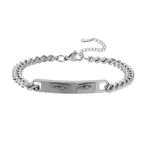 Personalized Human Eye Bracelet Human Eyes Custom Gift Personalized Pendant Engraved Eye Bracelet Eye Jewelry Gift Eye Photo Bracelet Custom bracelet (Steel)