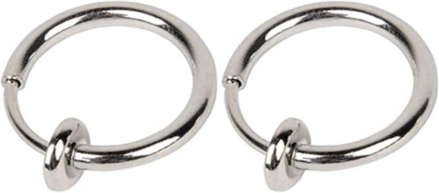 Personalized Nose Ring Hoop Nose Studs,2 Pcs Fake Clip on Spring Nose Septum Ring Earring Non Piercing Unisex Jewelry - Silver