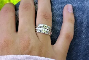 Personalized Sterling Silver Stacking Ring, Custom Name Personalized, or Mother's Ring Stackable, Name Rings, Mothers Day Gift, 2 Kids Names on Rings- 3 Ring Set