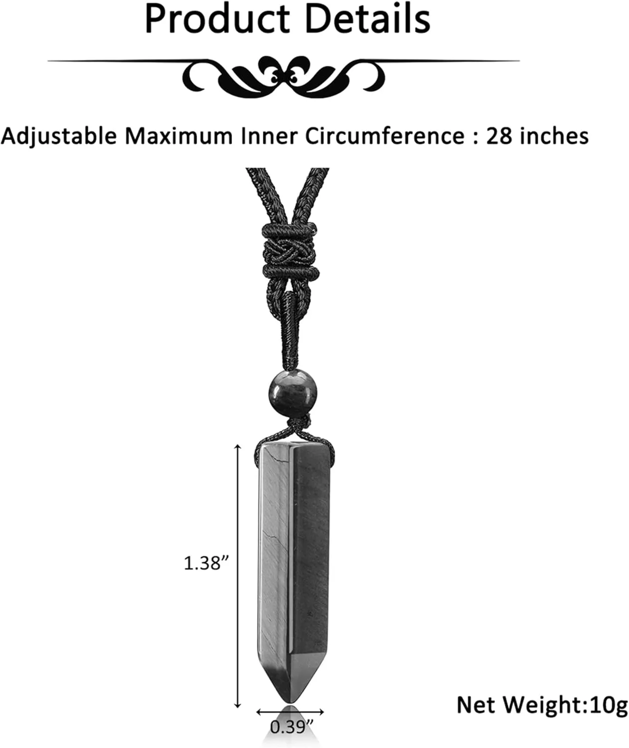 PESOENTH 2pcs Healing Crystal Necklaces For Men Natural Gemstone Pointed Crystal Pendant Mens Necklace Adjustable Rope Jewelry Crystal Gifts for Women Men Dad, Husband Boyfriends