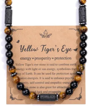 PESOENTH Mens Necklace Mens Jewelry Obsidian Tiger Eye Hematite Black Lava Beaded Necklace for Men,Men's Necklaces Anxiety Necklace Men for Stress Relief Gifts for Women Crystal Jewelry