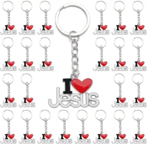 PHAETON 20PCS Jesus Pendants Keyrings Keychains Religious Door Car Key Holders Jesus Key Rings Religious Favors for Christians Easter Prayer Gifts