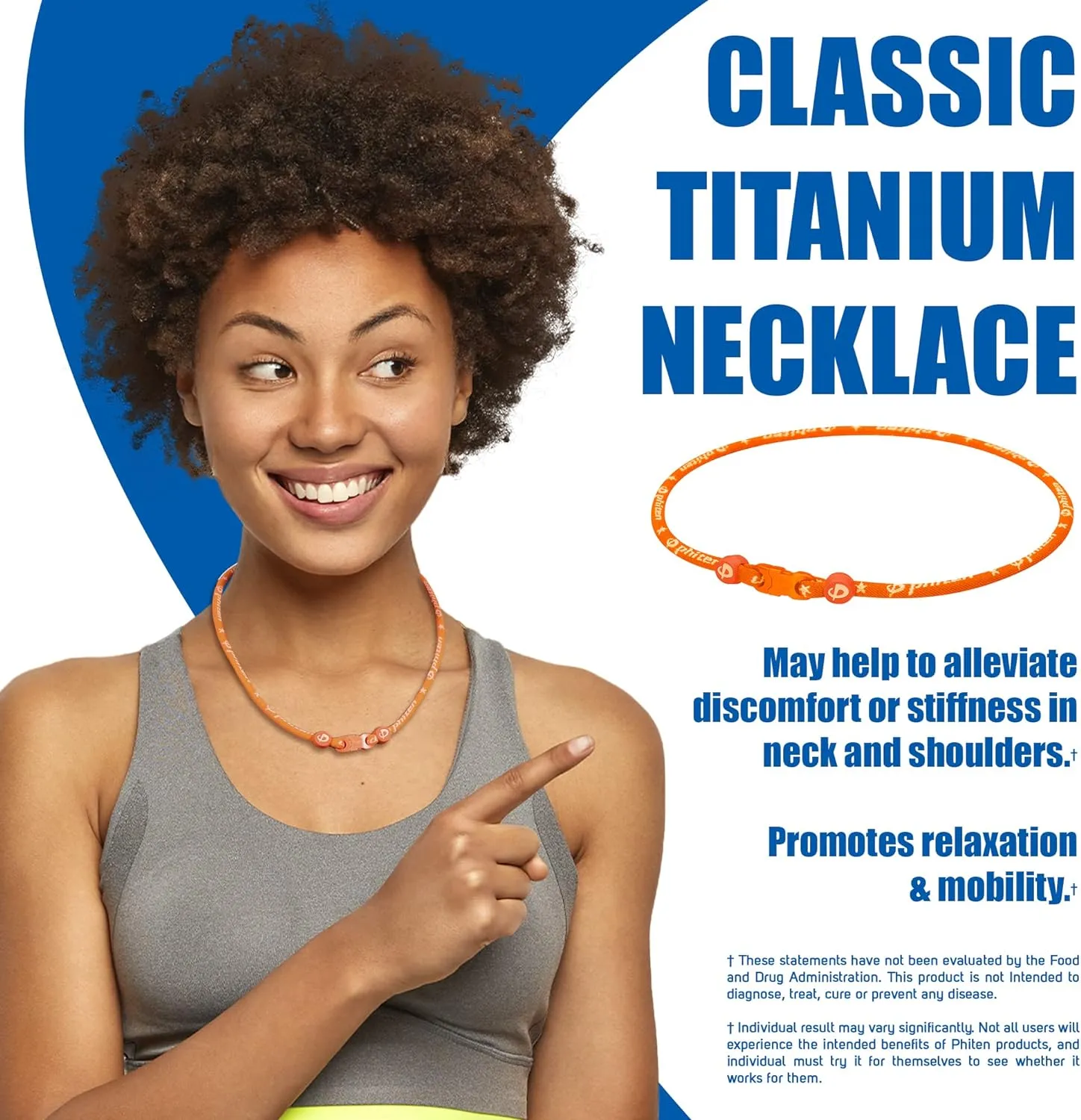 Phiten Titanium Classic Necklace - Sports Necklace Permeated with Aqua-Titanium Technology for Neck and Shoulder Tension - Elastomer Core with Micro Titanium Spheres - Gray, 22 Inch, (WS0004B)