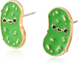 Pickle Earrings For Women, Cute Pickle Enamel Studs Cucumber Funny Statement Trendy For Birthday Daily Emotional Support Jewelry Gifts