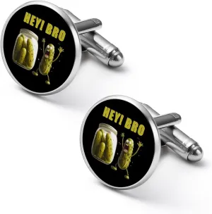 Pickles Hey! Bro Fashion Cufflinks For Men Alloy Tuxedo Shirt Cuff Links For Business Wedding Party 2.0cm