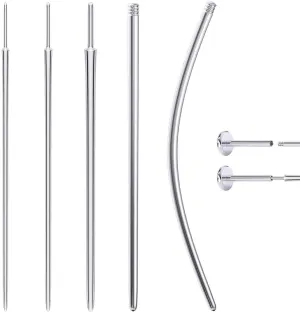 Piercing Taper 16G 18G 20G Piercing Needles Surgical Steel or titanium threadles Push in and Internal thread Nose Lip Septum Rings Stud Earrings Eyebrow Tragus Piercing Jewelry