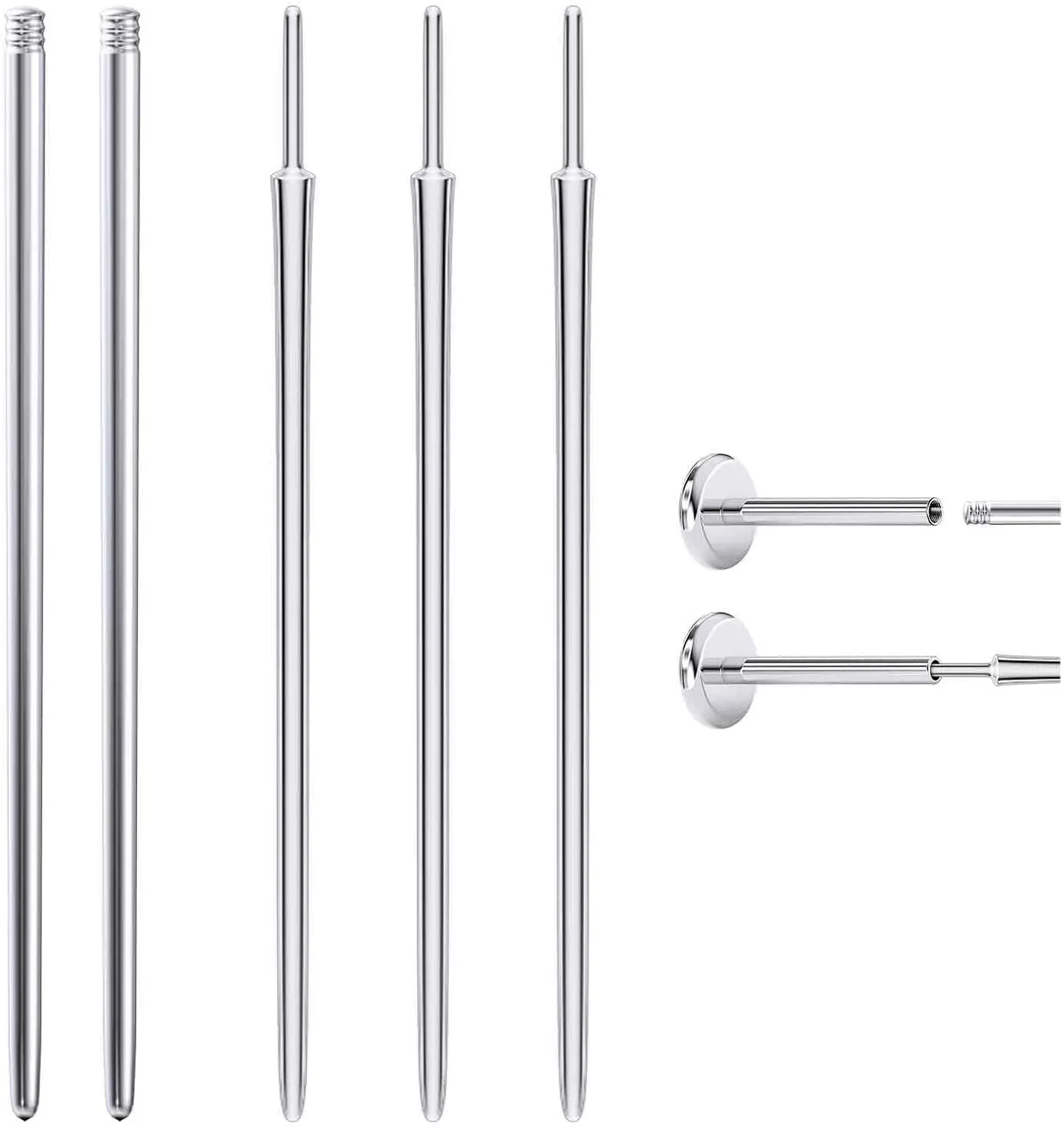 Piercing Taper 16G 18G 20G Piercing Needles Surgical Steel or titanium threadles Push in and Internal thread Nose Lip Septum Rings Stud Earrings Eyebrow Tragus Piercing Jewelry
