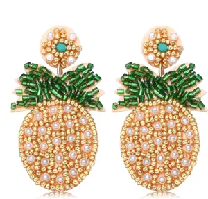 Pineaple Earrings for Women Boho Summer Beach Tropical Pineapple Dangling Earrings Jewelry