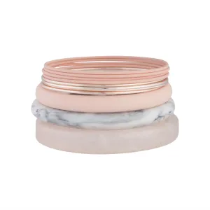 Pink Marble Effect Acrylic Bangle Pack