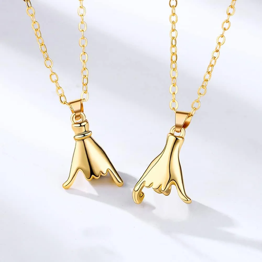 Pinky Promise Matching Necklace, Little Finger Promise Pendant Necklace for Couple BFF, Women Memorial Jewelry