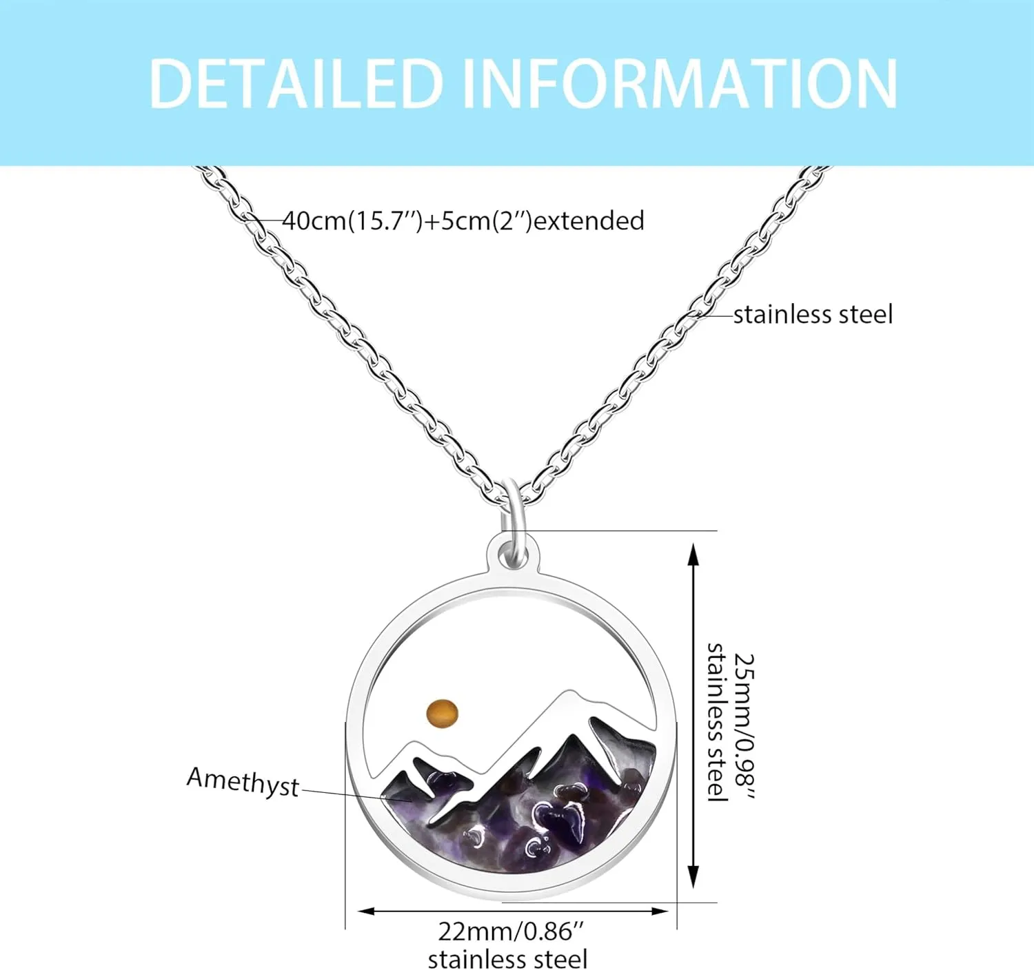 Platinum Plated Natural Stone Religious Faith Necklace for Women Men - Round Mountain Mustard Seed Pendant Necklaces YA5071