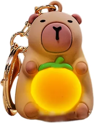 Practical Capybaras Keychain Charm Portable Orange Light Capybaras Keychain Delicate Key Rings Adornment for Key Bag