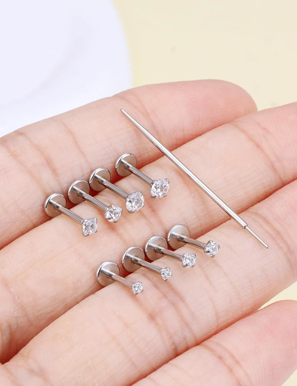 Prjndjw Threadless Nose Rings Stud 20G 18G 16G Flat Back Nose Stud Surgical Steel Push In Nose Rings Cubic Zirconia Hypoallergenic Nose Piercings Lip Medusa Tragus Studs Earrings Piercing Taper