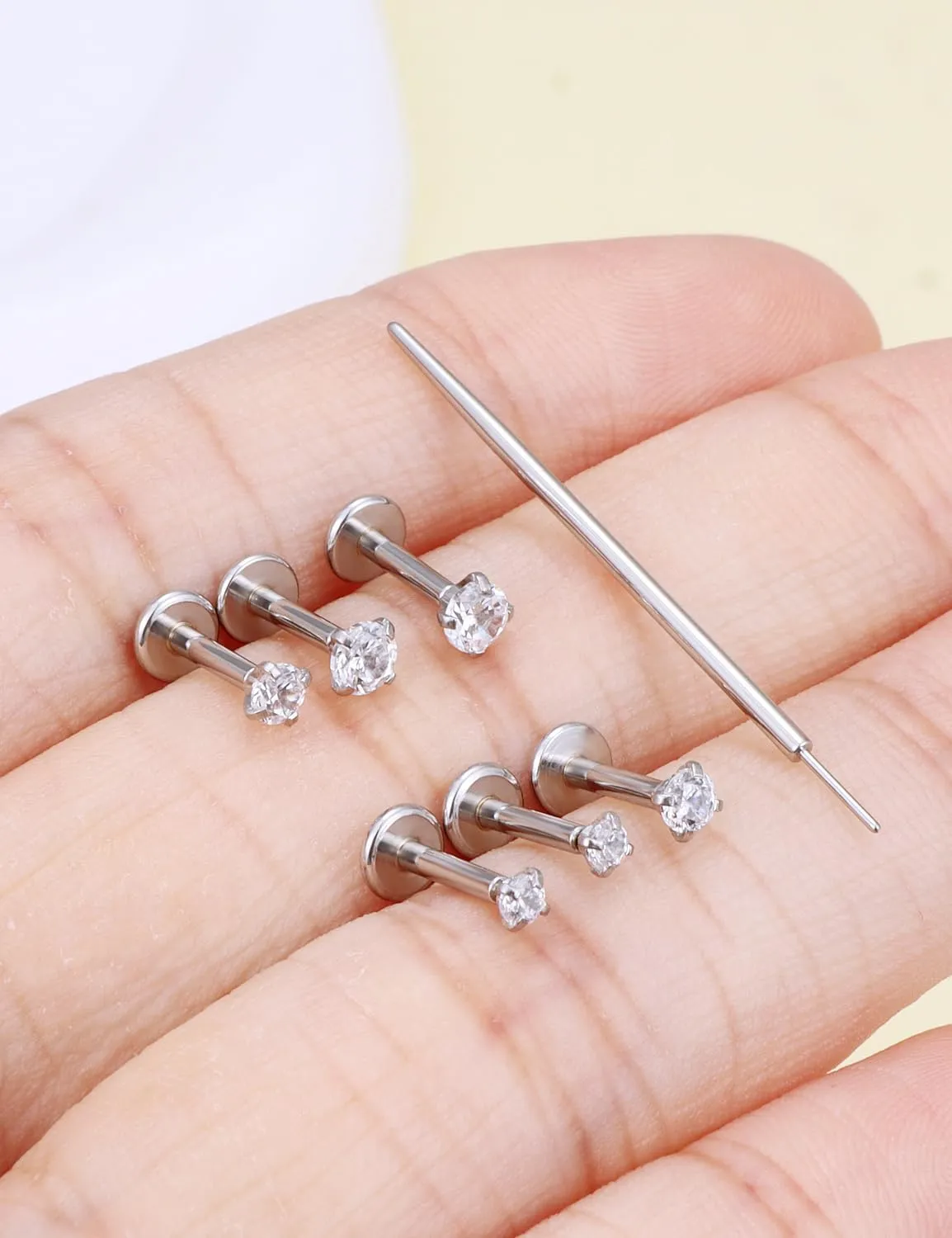 Prjndjw Threadless Nose Rings Stud 20G 18G 16G Flat Back Nose Stud Surgical Steel Push In Nose Rings Cubic Zirconia Hypoallergenic Nose Piercings Lip Medusa Tragus Studs Earrings Piercing Taper
