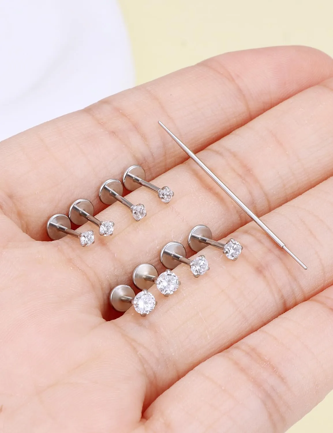 Prjndjw Threadless Nose Rings Stud 20G 18G 16G Flat Back Nose Stud Surgical Steel Push In Nose Rings Cubic Zirconia Hypoallergenic Nose Piercings Lip Medusa Tragus Studs Earrings Piercing Taper