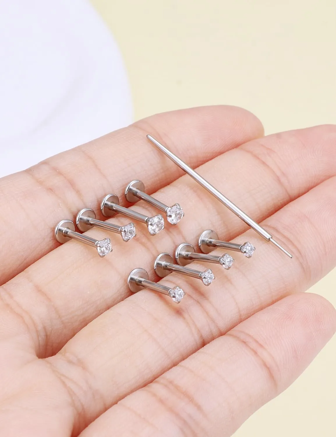 Prjndjw Threadless Nose Rings Stud 20G 18G 16G Flat Back Nose Stud Surgical Steel Push In Nose Rings Cubic Zirconia Hypoallergenic Nose Piercings Lip Medusa Tragus Studs Earrings Piercing Taper