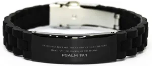 Psalm 19:1 Christian Glidelock Bracelet Gifts, Inspirational Message Prayer Psalm 19:1 Religious Bracelets for Women Men Psalm 19:1 Bible Verse Faith Adjustable Engraved Bracelet The Heavens Declare