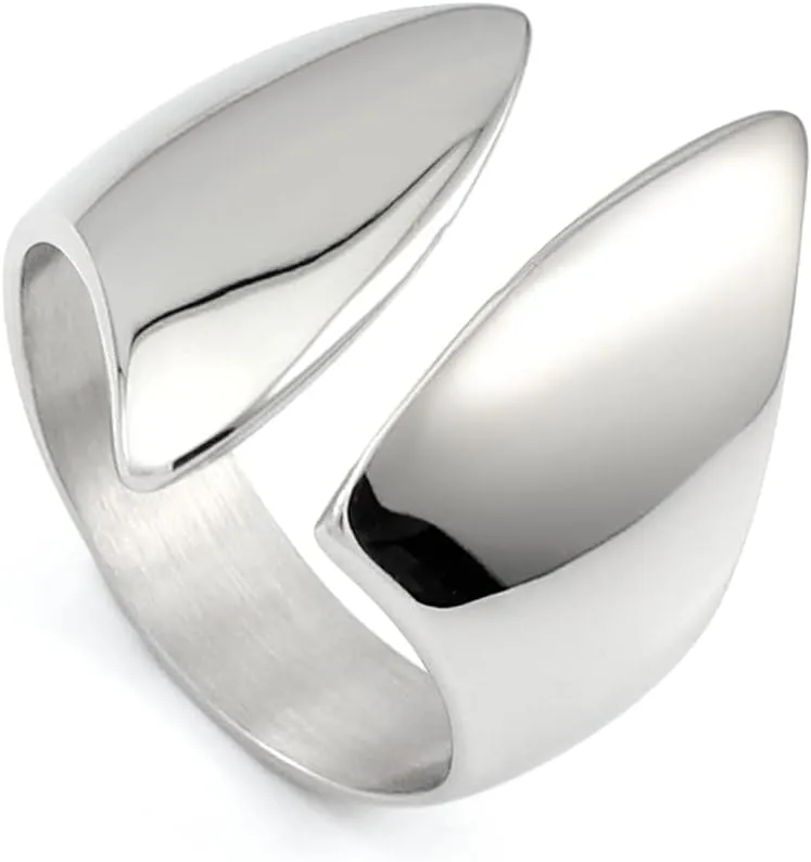 Punk Stainless Steel Silver Open Cuff Ring Midi Band Knuckle Rings Finger Statement Rings for Women Ladies