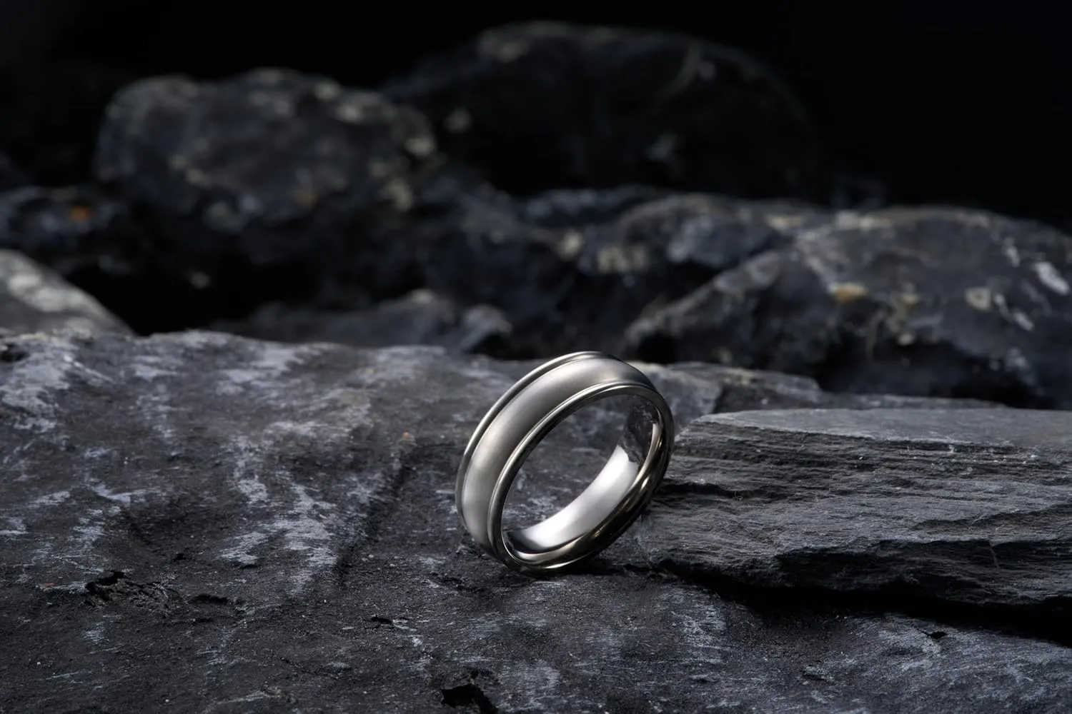 Purity Titanium Wedding Rings for Mens Women Two Grooved Line Mens Wedding Band for Everyday Wear Does Not Fade Size 9-12
