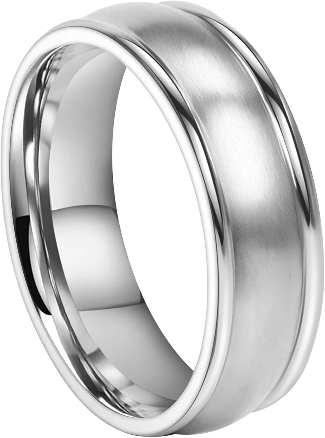 Purity Titanium Wedding Rings for Mens Women Two Grooved Line Mens Wedding Band for Everyday Wear Does Not Fade Size 9-12