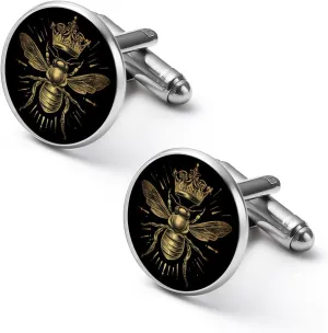 Queen Bees Golden Fashion Cufflinks For Men Alloy Tuxedo Shirt Cuff Links For Business Wedding Party 1.7cm