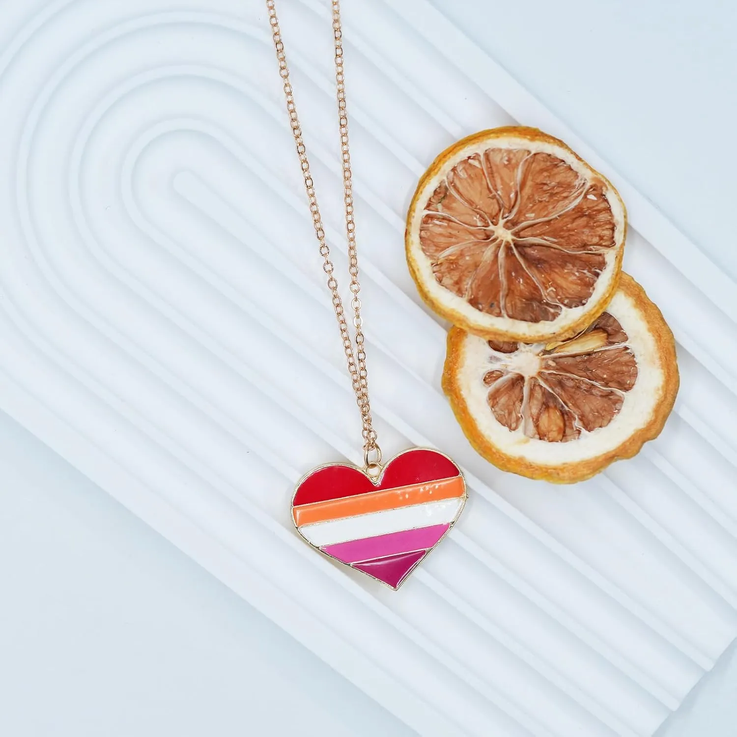 Rainbow Pride Necklace Heart Rainbow Tag Pendant LGBT Necklace for Gay Sunset Lesbian Trans Bisexual Asexual Pride Month Friendship Jewelry Gifts for Women Men Couple