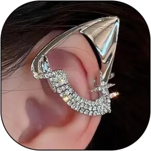 Rhinestone Elf Cuff Wrap Earrings for Women,Chunky Silver Plated Crystal Cartilage Ear Clips Earrings,Minimalist Zircon Elf Clip On Earrings Accessory