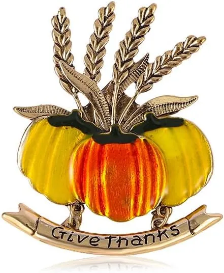 Rhinestone Halloween Pumpkin Brooch Pin for Women Girls Gold Plated Fashion Enamel Green Pumpkim Leaf Brooches Lapel Pins Cute Fall Holiday Festival Jewelry Gift Souvenir