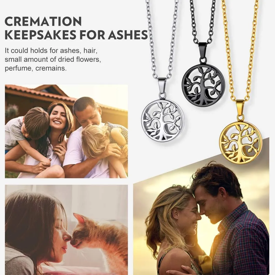 Richsteel Urn Necklaces for Ashes for Women Men Cremation Pendant Necklace for Ashes Stainless Steel Memorial Jewelry