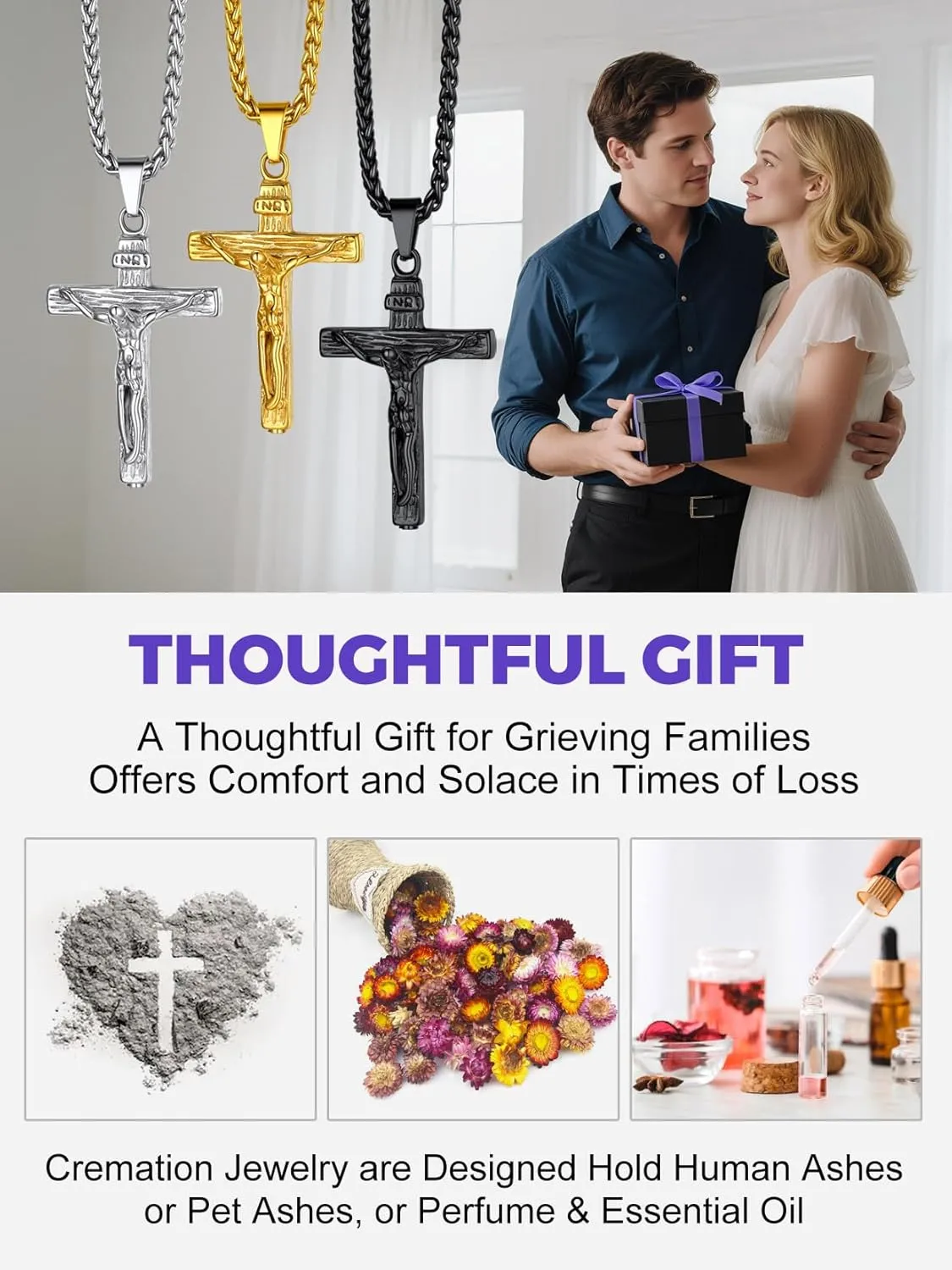 Richsteel Urn Necklaces for Ashes for Women Men Cremation Pendant Necklace for Ashes Stainless Steel Memorial Jewelry