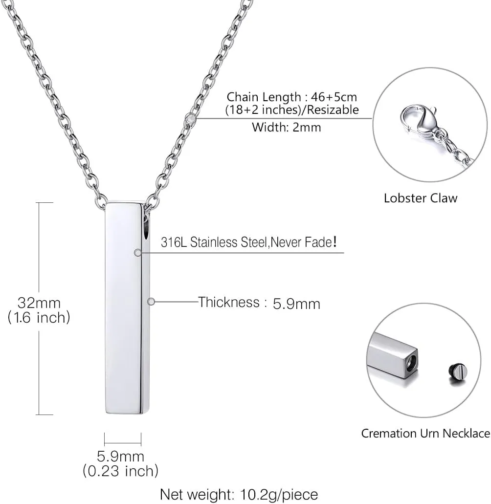 Richsteel Urn Necklaces for Ashes for Women Men Cremation Pendant Necklace for Ashes Stainless Steel Memorial Jewelry