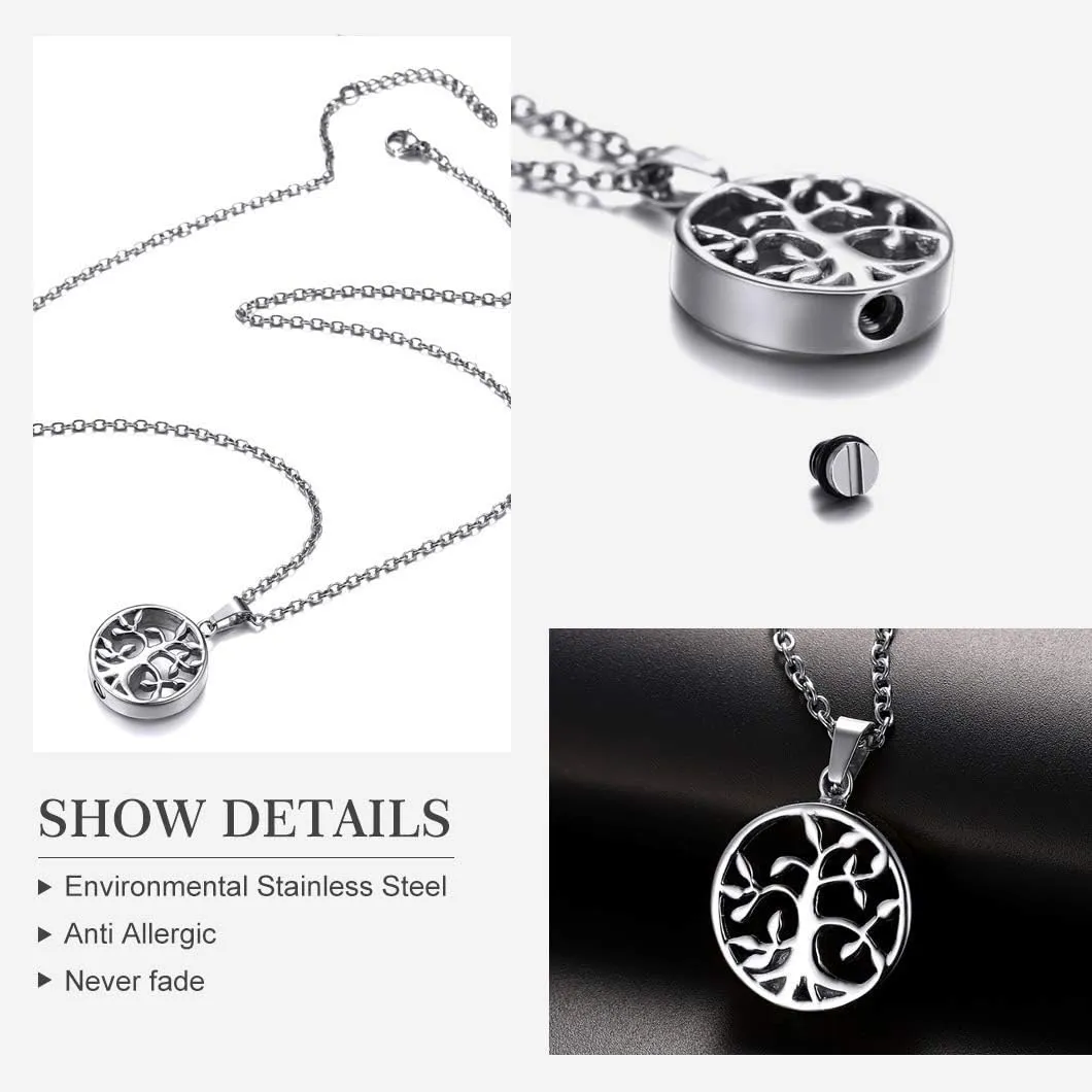 Richsteel Urn Necklaces for Ashes for Women Men Cremation Pendant Necklace for Ashes Stainless Steel Memorial Jewelry
