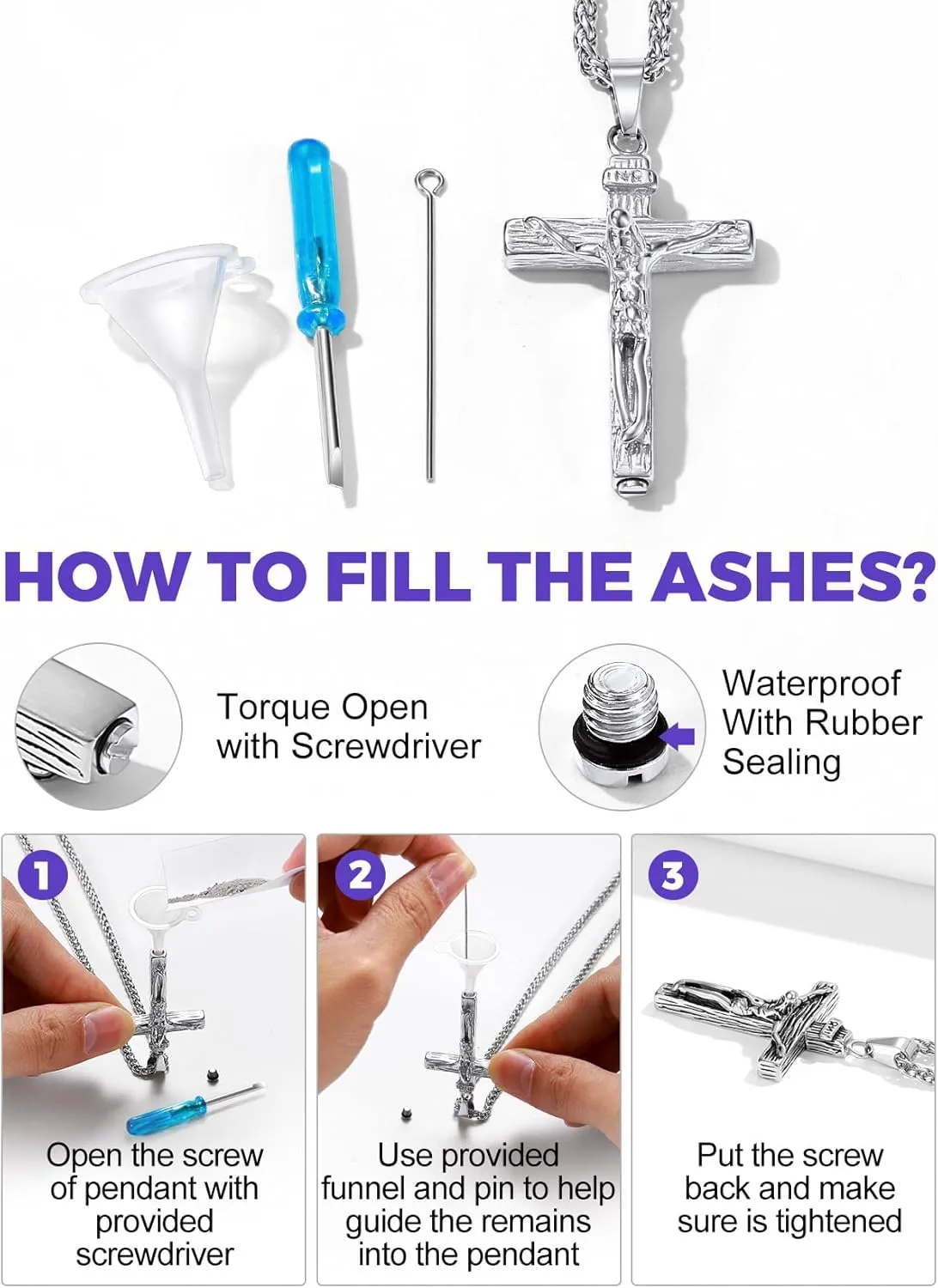 Richsteel Urn Necklaces for Ashes for Women Men Cremation Pendant Necklace for Ashes Stainless Steel Memorial Jewelry