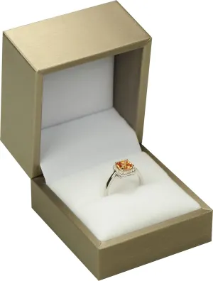 Ring Box for Wedding Proposal Engagement for Men Women Luxury Soft Touch Gold Color PU Leather Ring Jewelry Gift Holder Box Size 2.5(W)*2.5(D)*2(H)
