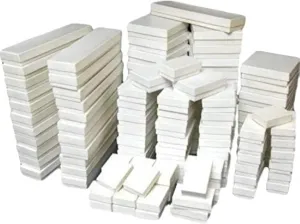 RJ Displays-25 White Jewelry Display Cotton Filled Assorted Mixed Gift Box Set for Ring, Pendants, Necklace, Bracelets abd Watch