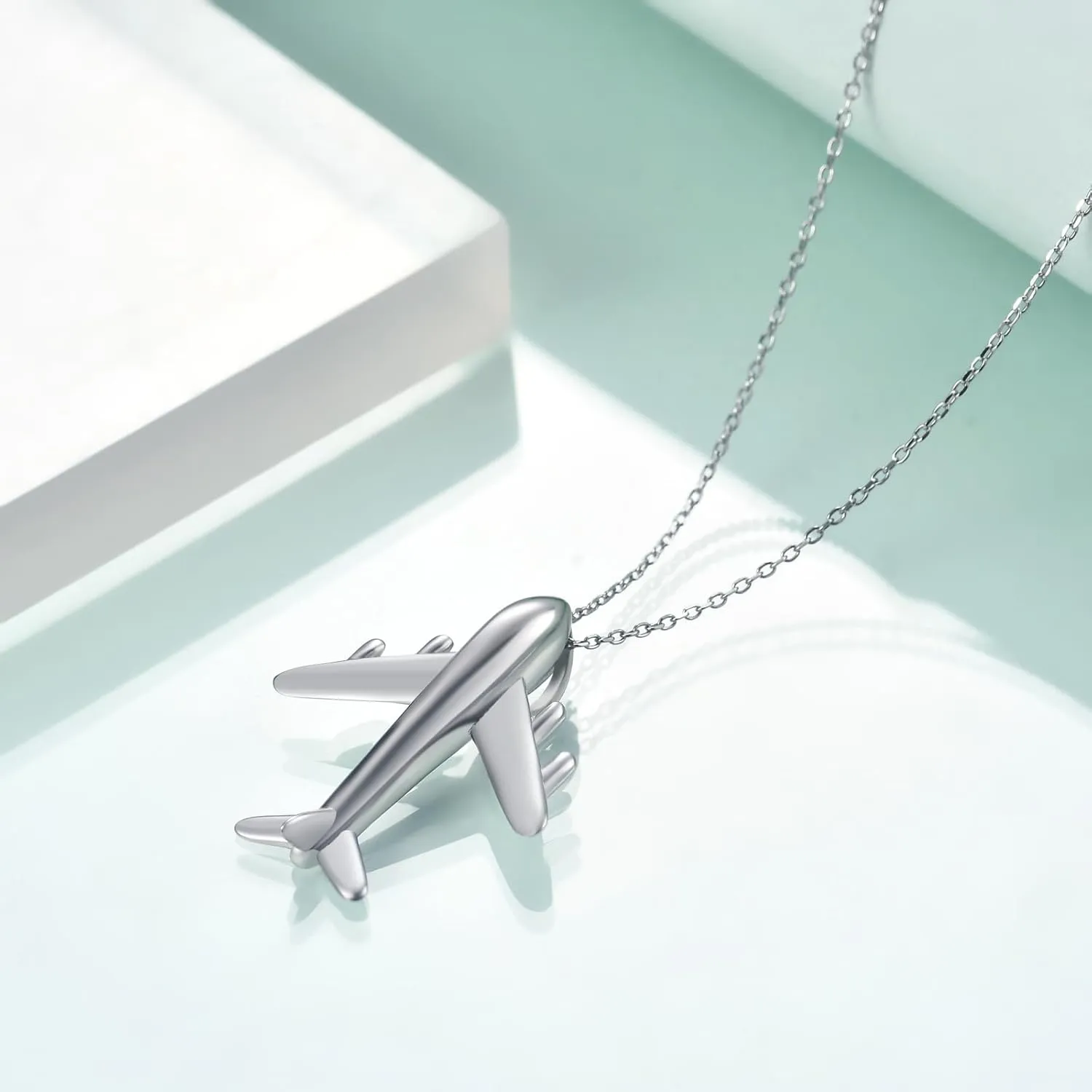 Rnivida 925 Sterling Silver Airplane Necklace for Women,Hypoallergenic Aircraft Pendant Jewelry with Adjustable Chain
