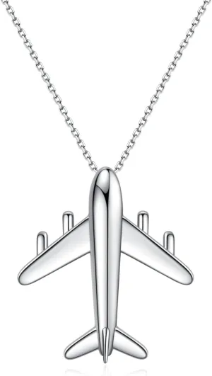 Rnivida 925 Sterling Silver Airplane Necklace for Women,Hypoallergenic Aircraft Pendant Jewelry with Adjustable Chain
