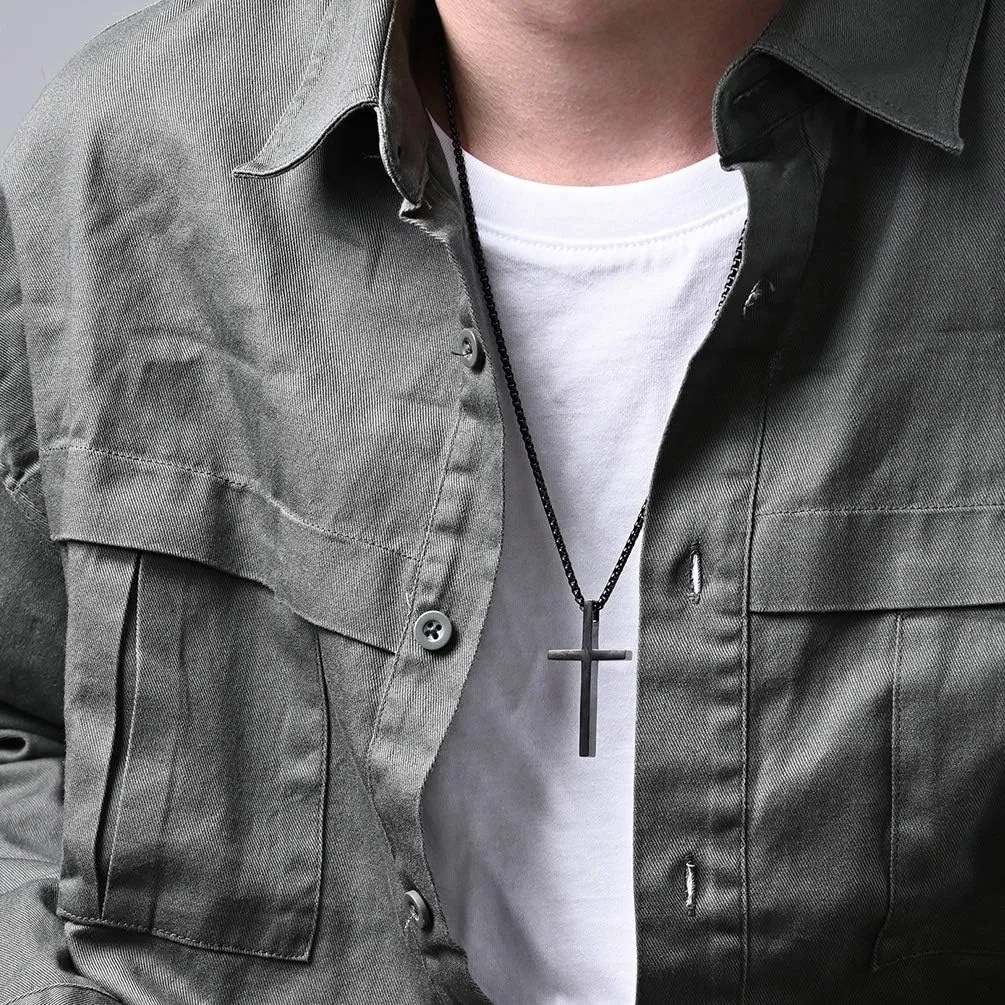 Rnivida Cross Necklace for Men, Philippians 4:13 Christian Cross Stainless Steel Necklaces for Men
