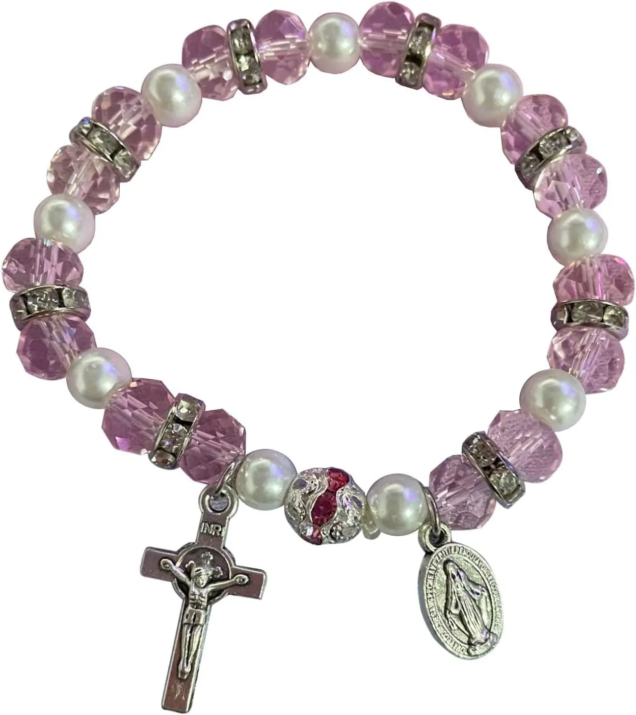 Rosary Beads,Prayer Rope,Catholic Church Cross Pendant Bead Bracelet Jesus Prayer Crystal Pearl Beads Chain Religious Jewelry